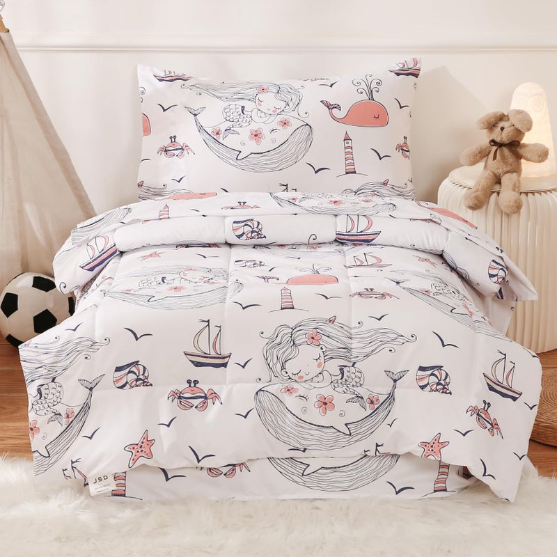 طقم سرير جيسد ميرميد للأطفال 4 قطع بتصميم المحيط في حقيبة سرير