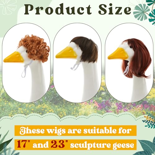 Dansydaisy 3 Pcs Easter Porch Goose Wigs Porch Goose Outfit Suitable for 17 Inch and 23 Inch Statue Cute Outdoor Statue Accessories Patio Yard Goosey Wig for Lawn Garden Easter DecorationModern - Image 3