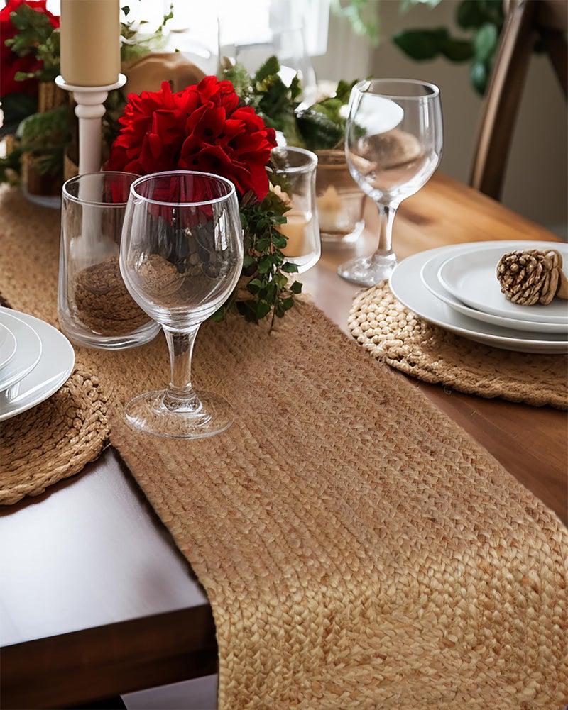 COTTON CRAFT Jute Braided Table Runner - Rustic Farmhouse Table Runner - Kitchen Harvest Fall Thanksgiving Holiday Christmas Party Dining Tabletop Runner - 13 x 36 inches - Natural - Image 5