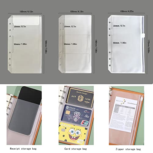 DY.2ten A6 6-Hole Binder Notebook Refills Set -(Gridded Paper Refills + Lined Paper + Kraft Paper + Blank Loose Leaf Paper) 180 Sheets /360 Pages（45 sheets of each type）+A6 Storing Bag - Image 5