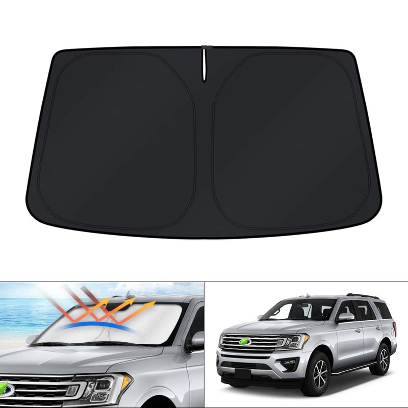 KUST Windshield Sun Shade for Ford Expedition SUV Accessories 20182024 2025 Window Sunshade Sun Visor Protector Foldable Blocks UV Rays Keep Your Car Cooler
