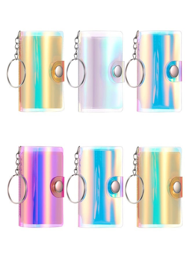 Bonuci 6 Pack 2 Inch Mini Small Photo Album Valentine Photo Storage with Keychain Pocket Album Keychain for Picture Valentine Gift Wedding(Laser Clear, Laser Blue, Laser Red, Laser Yellow) - Image 1