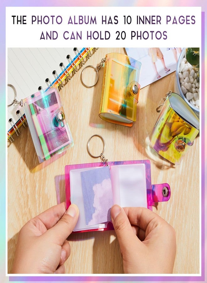 Bonuci 6 Pack 2 Inch Mini Small Photo Album Valentine Photo Storage with Keychain Pocket Album Keychain for Picture Valentine Gift Wedding(Laser Clear, Laser Blue, Laser Red, Laser Yellow) - Image 4
