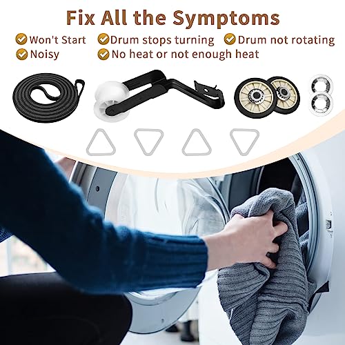 SUMNEW 4392065 Dryer Repair Kit with 341241 Dryer Belt, 349241t, 691366 - Dryer Parts for Whirlpool Kenmore Maytag Amana, Fit for Model wed4815ew1 ned4655ew1, Replaces AP3131942 AP6010582 WP691366 AP3098345 - Image 5