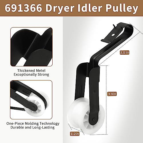 SUMNEW 4392065 Dryer Repair Kit with 341241 Dryer Belt, 349241t, 691366 - Dryer Parts for Whirlpool Kenmore Maytag Amana, Fit for Model wed4815ew1 ned4655ew1, Replaces AP3131942 AP6010582 WP691366 AP3098345 - Image 4