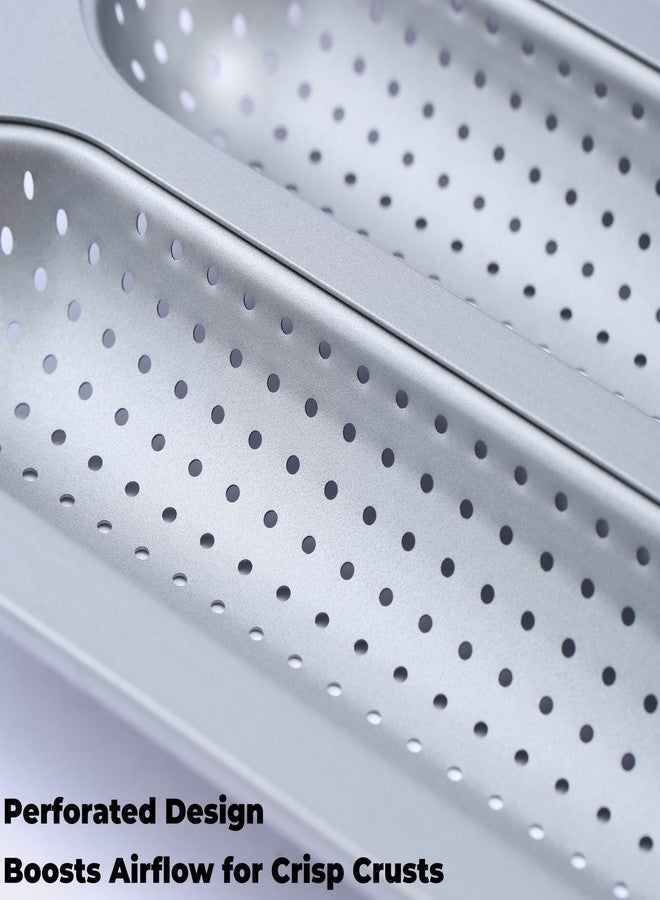 FAQQI Metal Sub Roll & Hoagie Roll Baking Pan 12 inch, 3-Slot Perforated French Bread & Mini Baguette Pan, Nonstick Carbon Steel Bread Baking Tray for Homemade Subs & Sandwich Rolls - Image 4