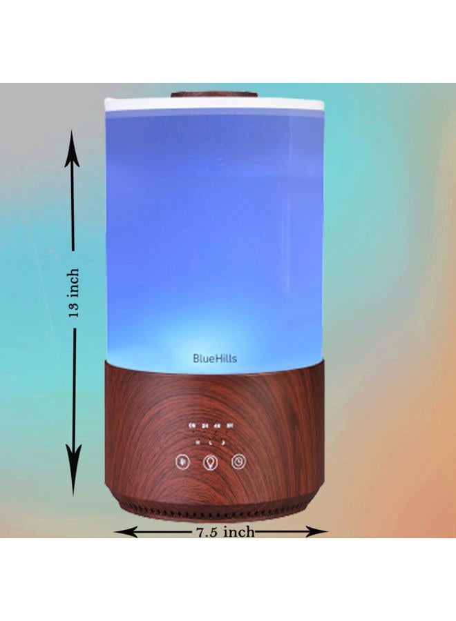 BlueHills Premium 4000 ml Tall Essential Oil Diffuser 4L 4 Liter 50 Hour Run with Remote Timer Aroma Humidifier 1 Gallon Big Capacity High Mist Output for Large Room Lights Dark Wood Grain T402 - Image 4