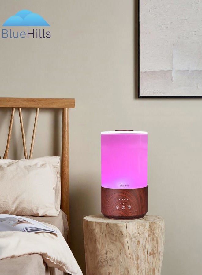 BlueHills Premium 4000 ml Tall Essential Oil Diffuser 4L 4 Liter 50 Hour Run with Remote Timer Aroma Humidifier 1 Gallon Big Capacity High Mist Output for Large Room Lights Dark Wood Grain T402 - Image 3
