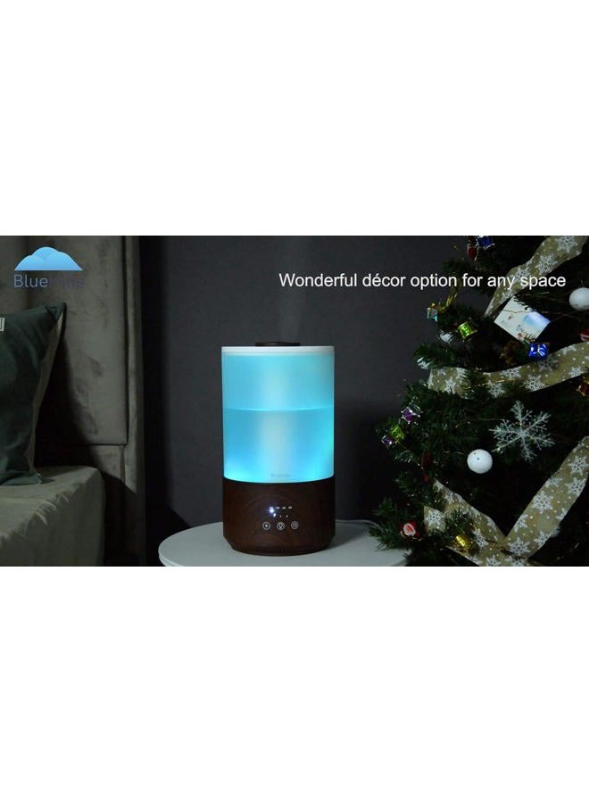 BlueHills Premium 4000 ml Tall Essential Oil Diffuser 4L 4 Liter 50 Hour Run with Remote Timer Aroma Humidifier 1 Gallon Big Capacity High Mist Output for Large Room Lights Dark Wood Grain T402 - Image 5