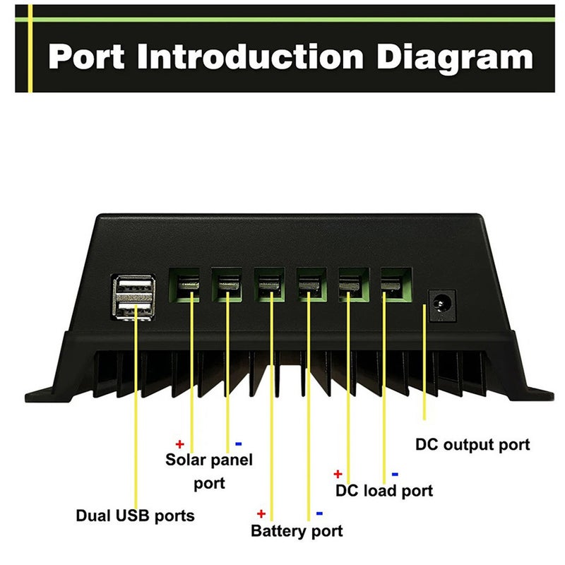 Maximum Power Point Tracking Solar Controller 12/24/36/48V Automatic Identification Intelligent Photovoltaic System Solar Charging Controller LCD Display with Backlight - Image 4