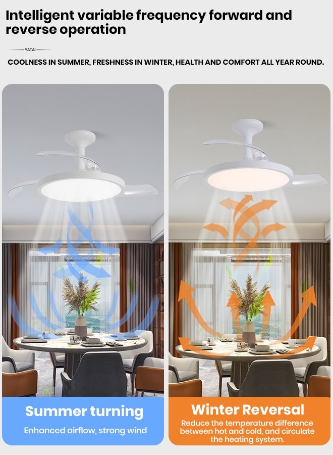 YATAI LIGHTING Retractable Blade Ceiling Fan with LED Light 26W, Dimmable 3000K-6000K, 6-Speed Reversible Fan, Remote & Wall Control, 40cm Semi-Flush Mount Fan Light for Bedroom Living Room - Image 5