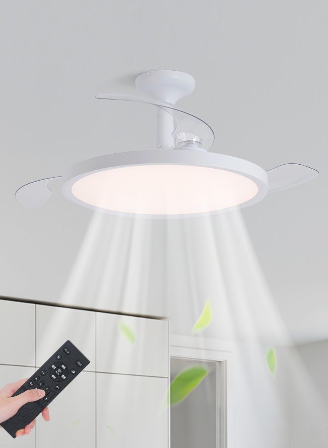 YATAI LIGHTING Retractable Blade Ceiling Fan with LED Light 26W, Dimmable 3000K-6000K, 6-Speed Reversible Fan, Remote & Wall Control, 40cm Semi-Flush Mount Fan Light for Bedroom Living Room - Image 1