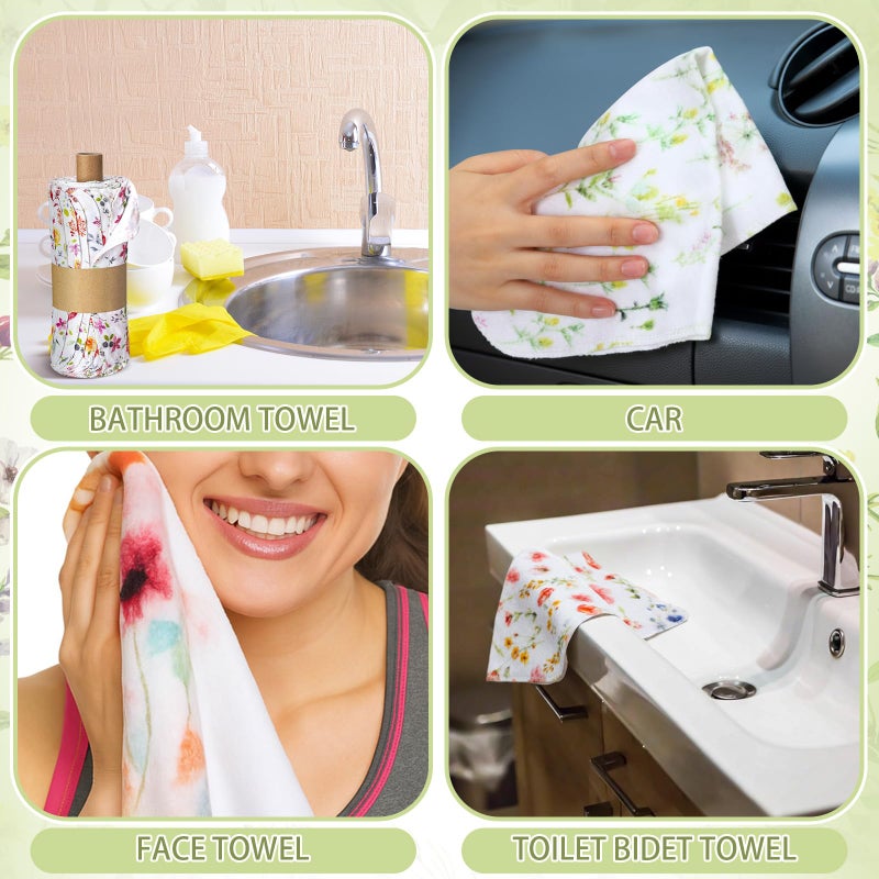 Noveread 6 Pack Reusable Cleaning Cloths Washable Cotton Kitchen Dish Towels for Home Party Supplies Bulk, 9.84x11.81in (Wildflowers) - Image 3