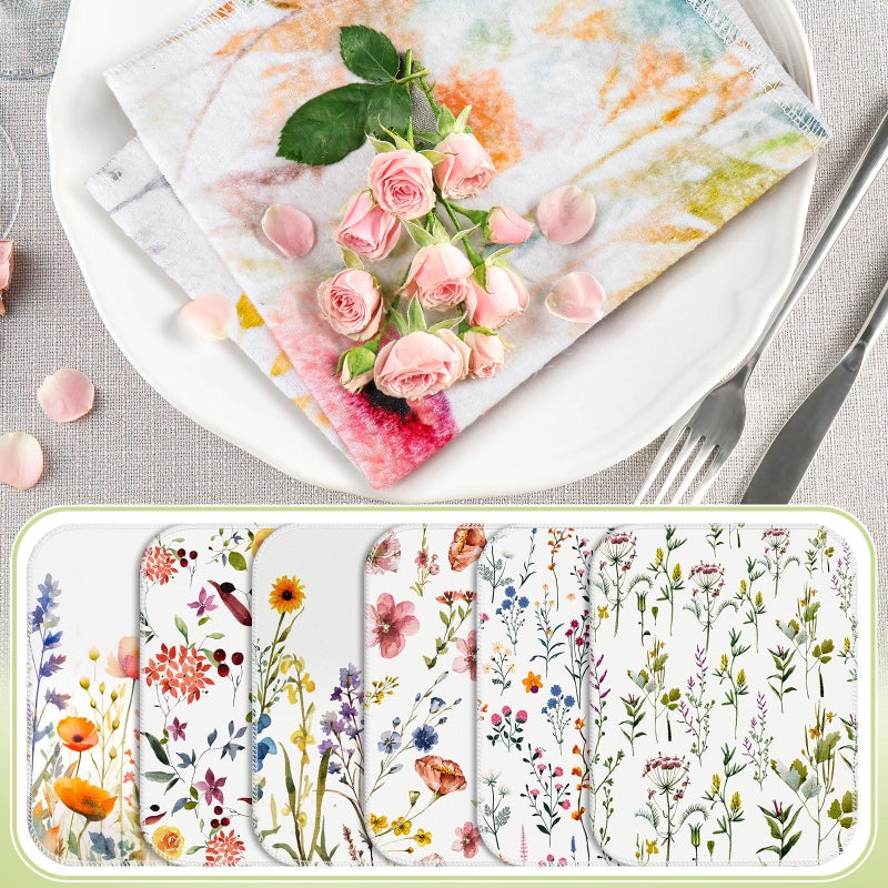 Noveread 6 Pack Reusable Cleaning Cloths Washable Cotton Kitchen Dish Towels for Home Party Supplies Bulk, 9.84x11.81in (Wildflowers) - Image 5