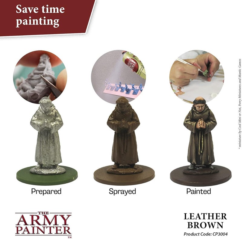 The Army Painter Color Primer Spray Paint, Leather Brown, 400ml, 13.5oz - Acrylic Spray Undercoat for Miniature Painting - Spray Primer for Plastic Miniatures - Image 3