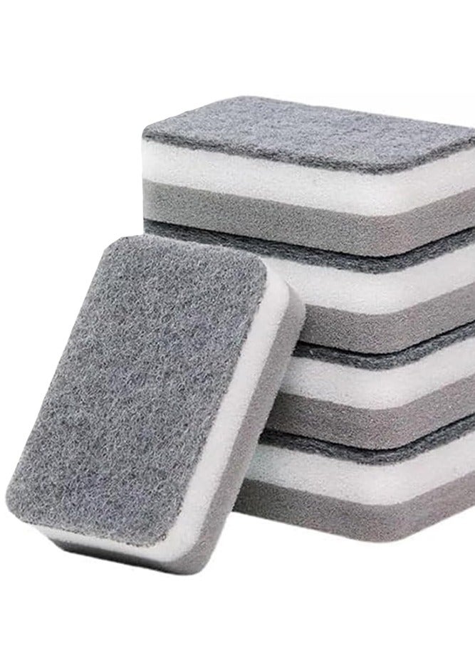 BELLSBERRY طقم إسفنجات غسيل الصحون غير الخشنة 5 قطع - وسادات تنظيف قابلة لإعادة الاستخدام مع نواة رغوية سميكة - Image 1