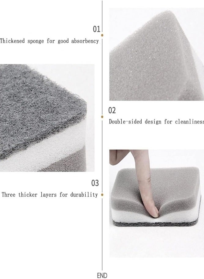 BELLSBERRY طقم إسفنجات غسيل الصحون غير الخشنة 5 قطع - وسادات تنظيف قابلة لإعادة الاستخدام مع نواة رغوية سميكة - Image 3