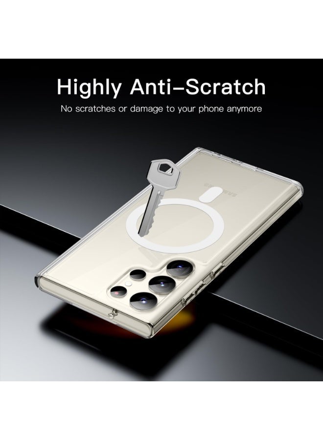 Magnetic Case Cover for Samsung Galaxy S24 Ultra, Compatible with MagSafe,Anti-Yellowing Crystal Clear Shockproof Protection Back Cover, Ultra Slim Strong Magnet Phone Shell Case for Samsung Galaxy S24 Ultra - Image 3