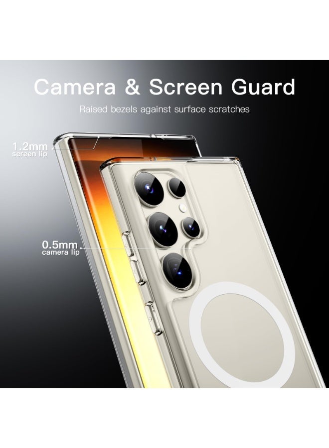 Magnetic Case Cover for Samsung Galaxy S24 Ultra, Compatible with MagSafe,Anti-Yellowing Crystal Clear Shockproof Protection Back Cover, Ultra Slim Strong Magnet Phone Shell Case for Samsung Galaxy S24 Ultra - Image 4