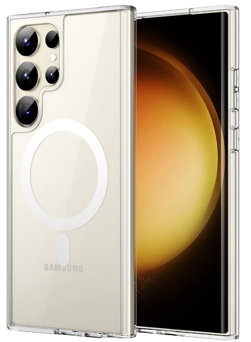 Magnetic Case Cover for Samsung Galaxy S24 Ultra, Compatible with MagSafe,Anti-Yellowing Crystal Clear Shockproof Protection Back Cover, Ultra Slim Strong Magnet Phone Shell Case for Samsung Galaxy S24 Ultra - Image 1