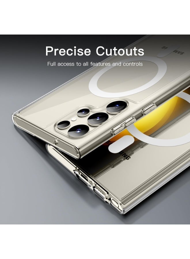 Magnetic Case Cover for Samsung Galaxy S24 Ultra, Compatible with MagSafe,Anti-Yellowing Crystal Clear Shockproof Protection Back Cover, Ultra Slim Strong Magnet Phone Shell Case for Samsung Galaxy S24 Ultra - Image 5