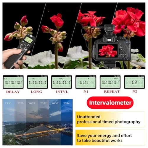 Pixel LCD Wireless Shutter Release Remote Control TW283-DC0 Compatible with Nikon Z8 Z9 D3 D810A D3s D4 D5 D6 D800 D850 D800E D810A D810 D700 D500 D300 D300s D200 F100 F90 F90X F6 F5 N90s D1X D2H - Image 3