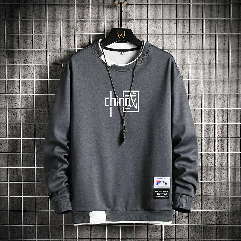 2024 Spring Autumn Casual Mens Hoodie Long Sleeve Tee Grey  - Image 1
