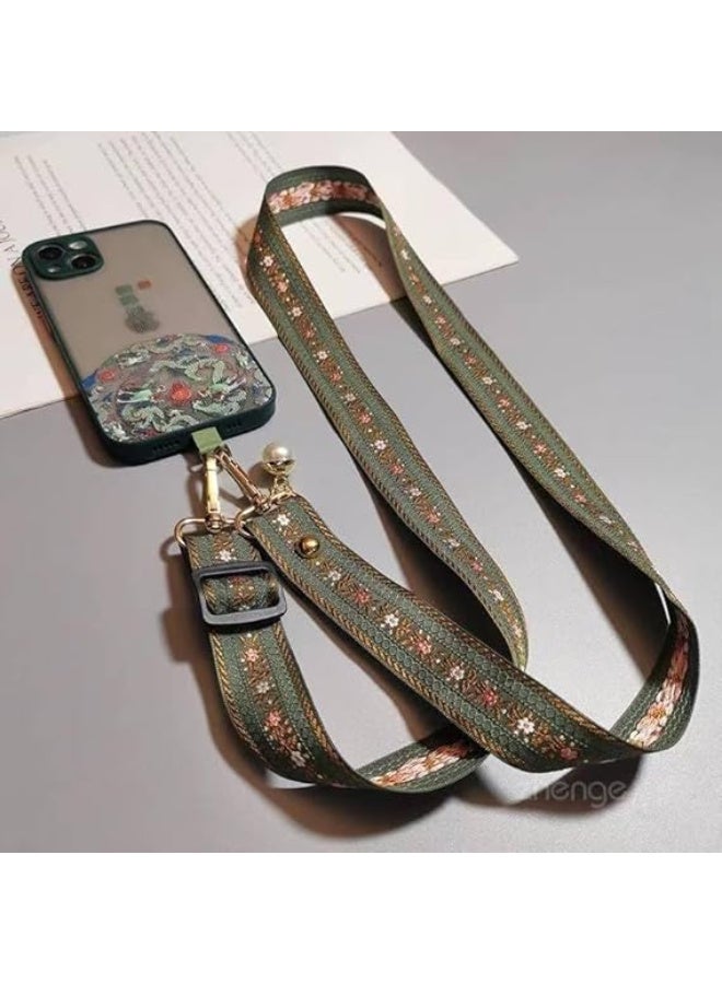 Ecosystem Phone Chain Lanyard, Crystal Rhinestone, Fashion Bling Style, Adjustable Long Strap with Patch, for All Smartphones (Design 3) - Image 2