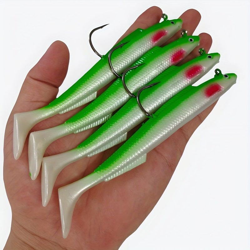 Blue Pattern 4 Imitation Eel Lures 5.51 Inch Long T Tail Soft Baits 0.99 Oz - Image 4