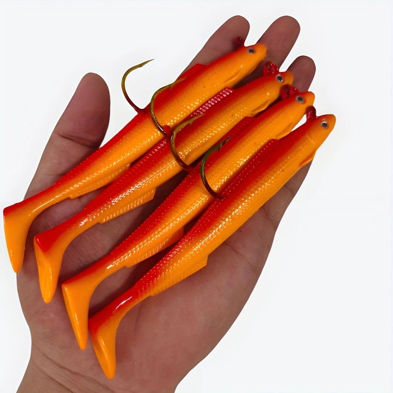 Blue Pattern 4 Imitation Eel Lures 5.51 Inch Long T Tail Soft Baits 0.99 Oz - Image 5