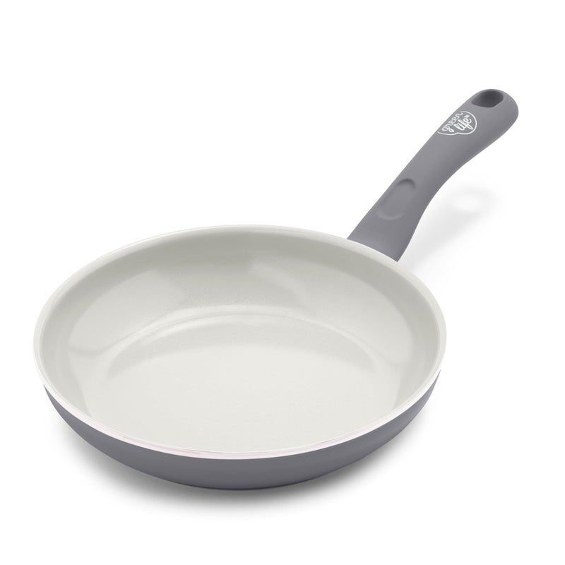 GreenLife Soft Grip Healthy Ceramic Nonstick 8" Frying Pan, PFAS & PFOA-Free, Dishwasher Safe, Egg Omelet Skillet, Cookware for Easy Cooking, Non-Stick Kitchen Essentials, Grey - Image 1