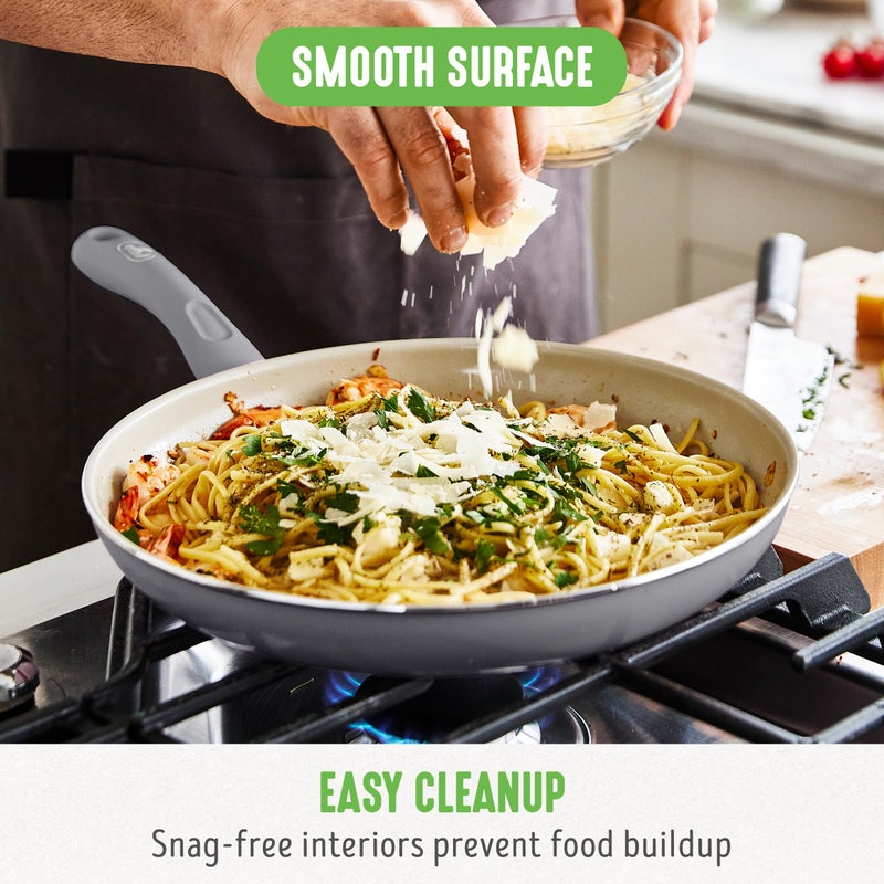 GreenLife Soft Grip Healthy Ceramic Nonstick 8" Frying Pan, PFAS & PFOA-Free, Dishwasher Safe, Egg Omelet Skillet, Cookware for Easy Cooking, Non-Stick Kitchen Essentials, Grey - Image 4