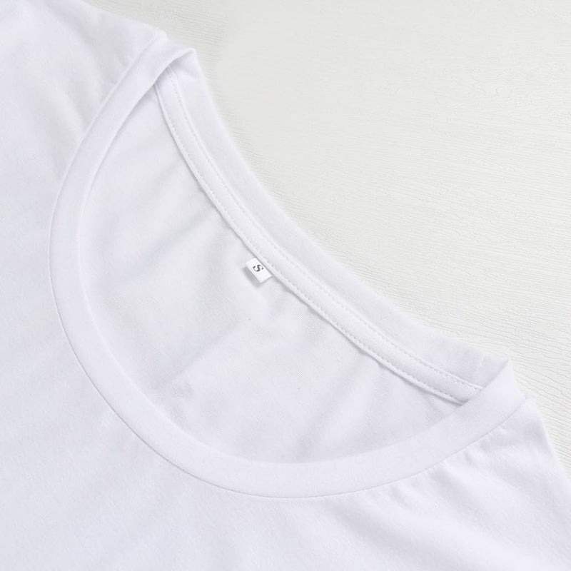 PRIMODA Womens Loose Fit Shirts Casual Short Sleeve Summer Flowy Tunic Tops Plain Long T Shirts (White L) - Image 5