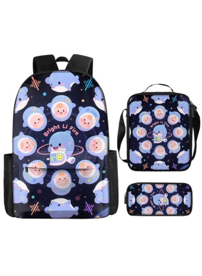 Bright Li Fire Cartoon bag three-piece set, easy to deal with various occasions (available for students, children, friends on outings, mountain climbing, schooling, etc.) | Shoulders + handbags + stationery bags | Back to school season/festival gifts - 3 - Image 2
