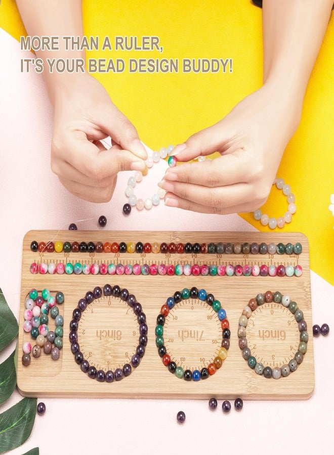HSZCTUY Bead Board for Jewelry Making, Bamboo Beading Board with Bracelet Making Kit, Bead Tray, Bracelet Sizer, Non-Foldable - Image 5