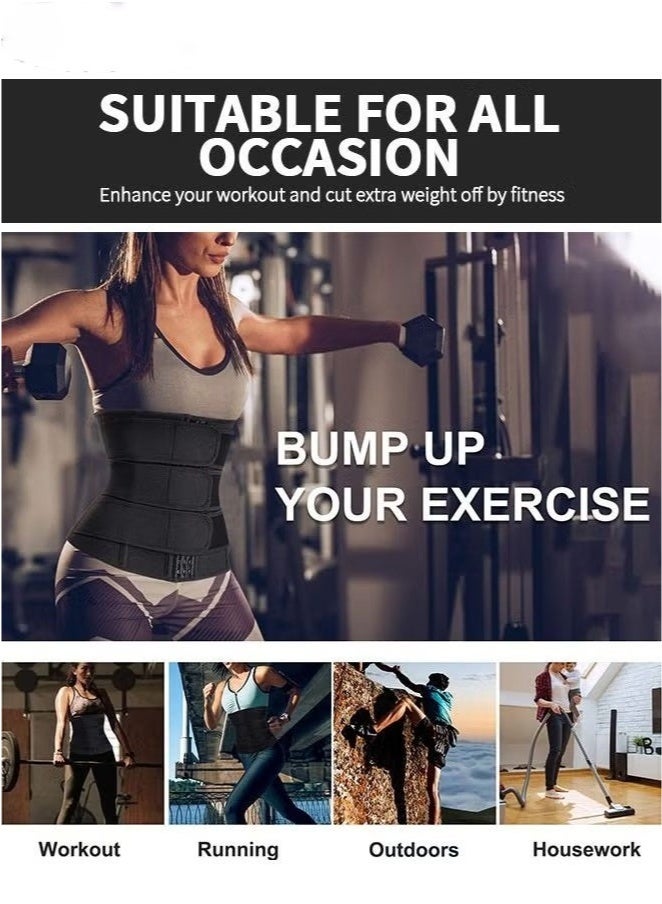 كيلا مشد خصر للنساء، مشد خصر ثلاثي الأحزمة، مشد خصر مع 3 أشرطة فيلكرو و3 صفوف إغلاق، أحزمة تنحيف للتمرين في الساونا، مشد أسفل الصدر، مشد للتحكم في البطن، مشد تنحيف البطن على شكل الساعة الرملية - Image 5