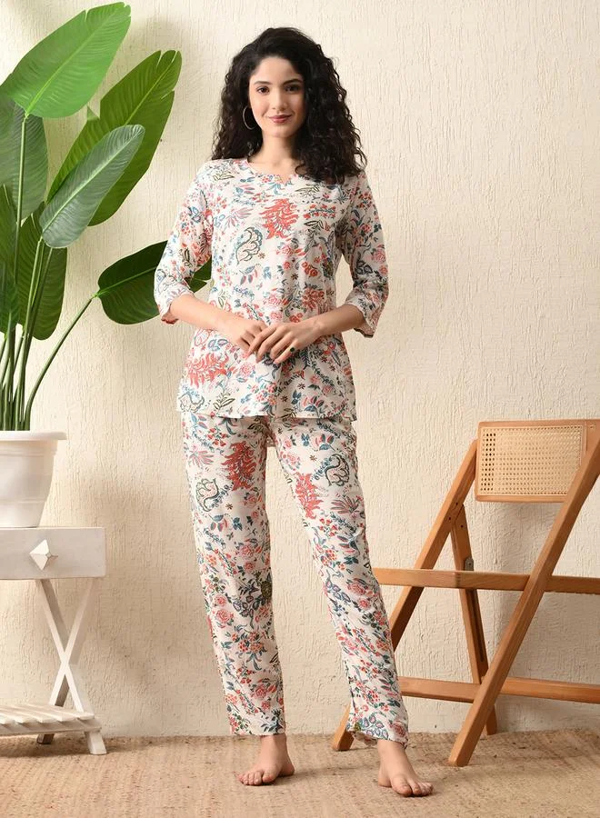 تايك تو طقم بيجاما من بنطال وبلوزة بطبعة كاملة