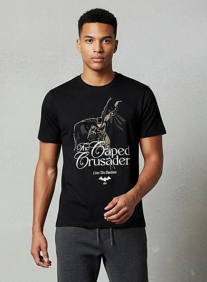 SP Characters Men Regular Fit Round Neck Short Sleeves Batman Print T-shirt