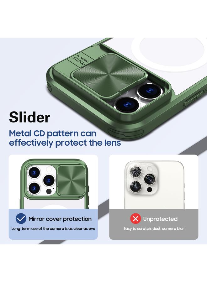 اس-توب جراب لهاتف iPhone 16 Pro مصنوع من الأكريليك الشفاف + PC + TPU MagSafe Lens مع غطاء منزلق بتغطية كاملة - Image 4