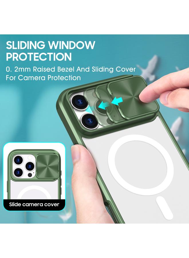 اس-توب جراب لهاتف iPhone 16 Pro مصنوع من الأكريليك الشفاف + PC + TPU MagSafe Lens مع غطاء منزلق بتغطية كاملة - Image 3