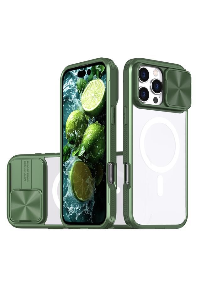 اس-توب جراب لهاتف iPhone 16 Pro مصنوع من الأكريليك الشفاف + PC + TPU MagSafe Lens مع غطاء منزلق بتغطية كاملة - Image 1
