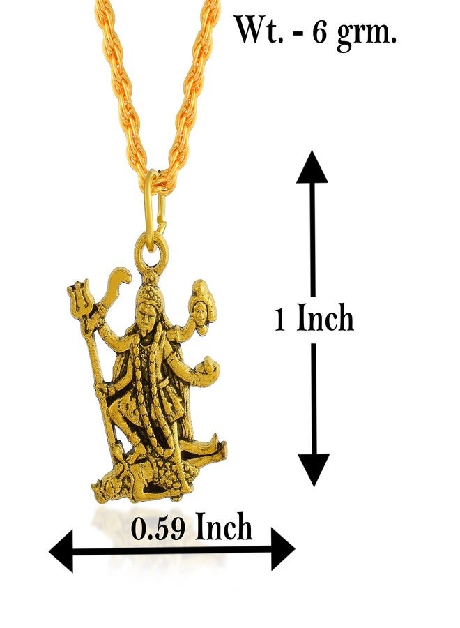 DULCI Hindu Goddess Maa Kali Navratri Special Mata Rani Oxidized Gold Plated Brass Pendant Locket - Image 3