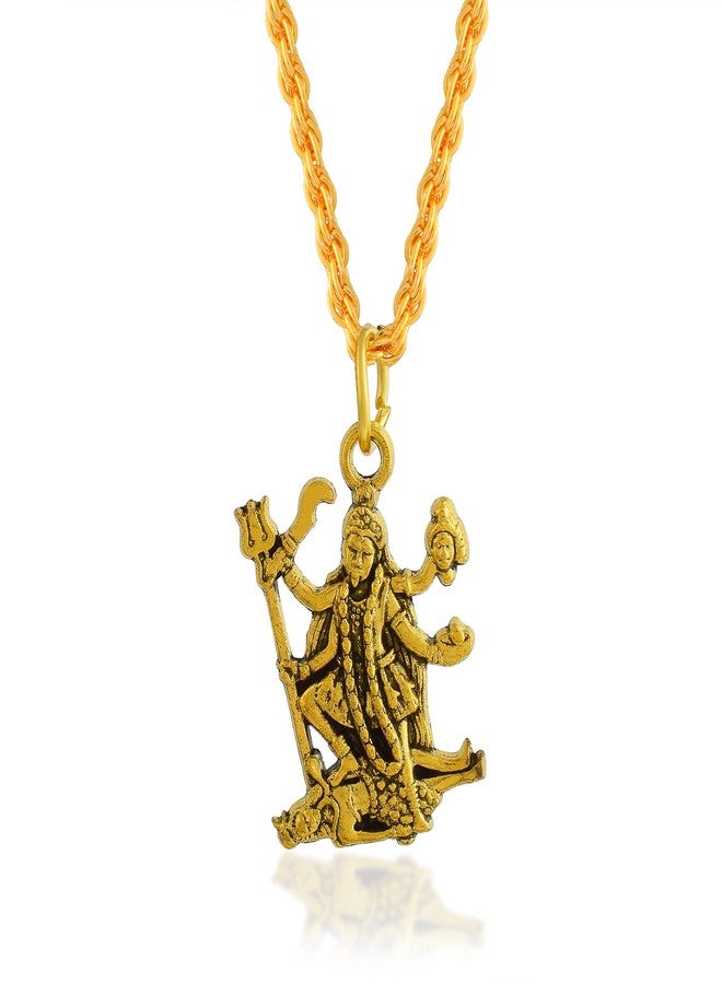 DULCI Hindu Goddess Maa Kali Navratri Special Mata Rani Oxidized Gold Plated Brass Pendant Locket - Image 1