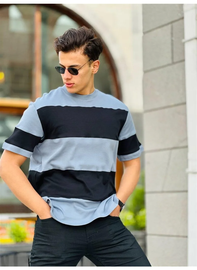 ميرون Two Color Short Sleeve T-Shirt Oversize-Black-Smoked