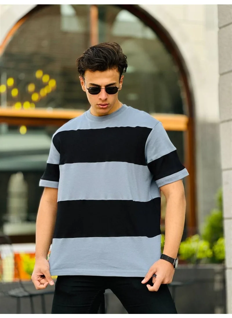 ميرون Two Color Short Sleeve T-Shirt Oversize-Black-Smoked