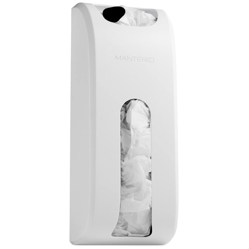 Manterio Plastic Bag Holder | Durable Plastic Wall Mount Kitchen Grocery Bag Storage Organizer | Smudge Proof, Fingerprint Resistant | White - Image 1