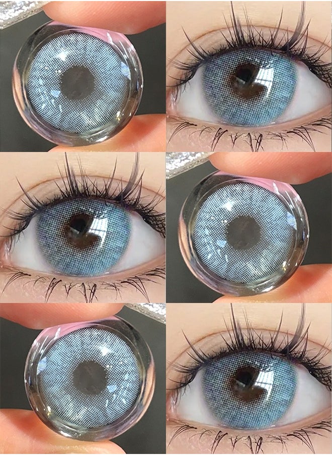 Mill Creek Mill Creek color contact lenses 14.0MM hydrogel lenses can be used for 12 months 1 pair of 2 blue glasses  - Image 1