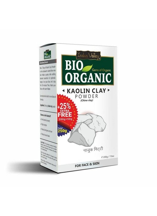 Indus Valley - Bio Organic Kaolin Powder ; China Clay For Skin Face Mask (200G+50G) - Image 1