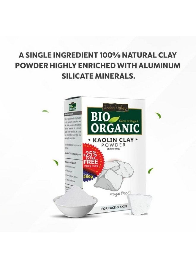 Indus Valley - Bio Organic Kaolin Powder ; China Clay For Skin Face Mask (200G+50G) - Image 1