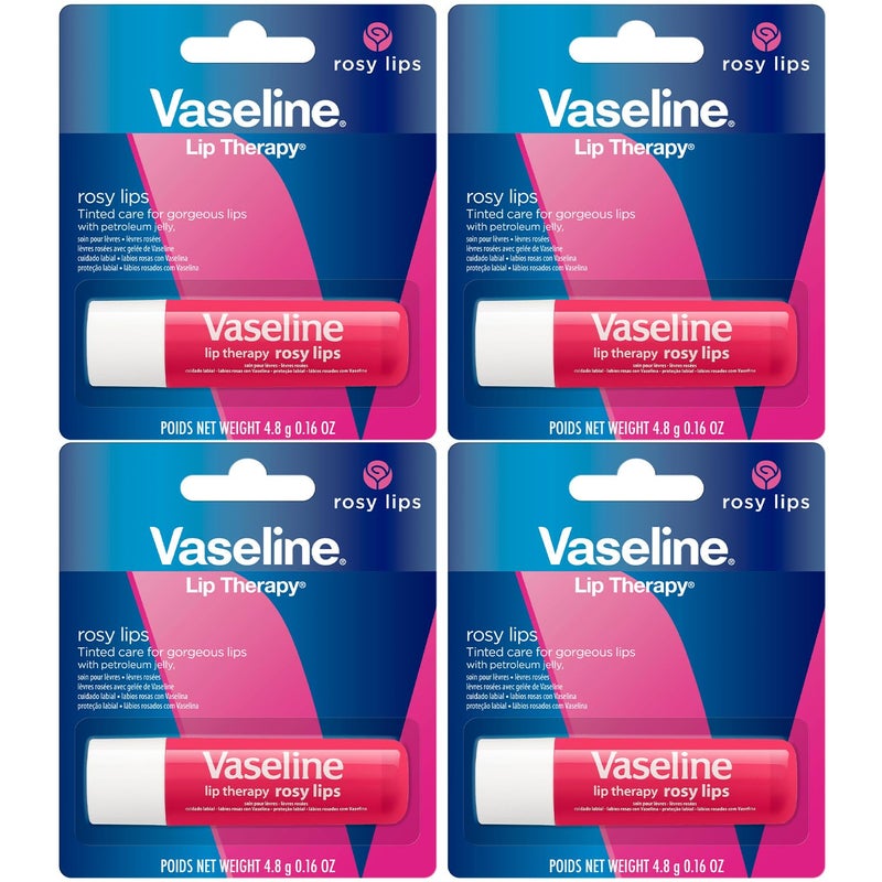 Vaseline Lip Therapy Rosy, Fast-Acting Nourishment, Ideal for Chapped, Dry, or Cracked Lips, Lip Balm Stick, 0.16 Oz (Pack of 4) - Image 1